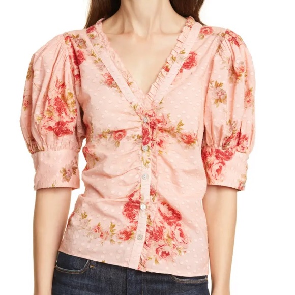 LoveShack Fancy Jules floral blouse NWT XS - Picture 3 of 10
